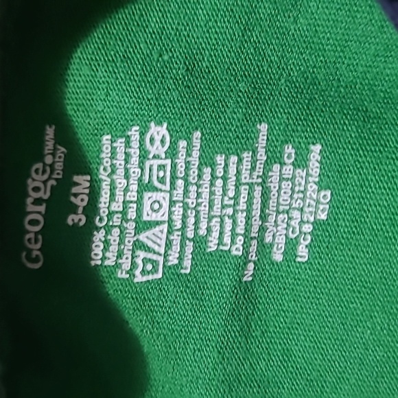 4/$15 - George- Green Long Sleeve Romper Diaper Shirt -  3-6M - Picture 5 of 5